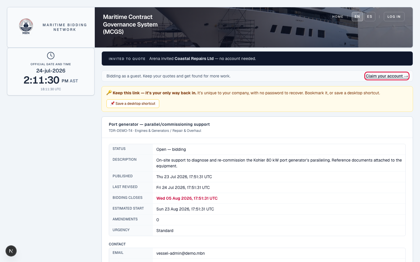 The 'Claim your account' option on the guest workspace.